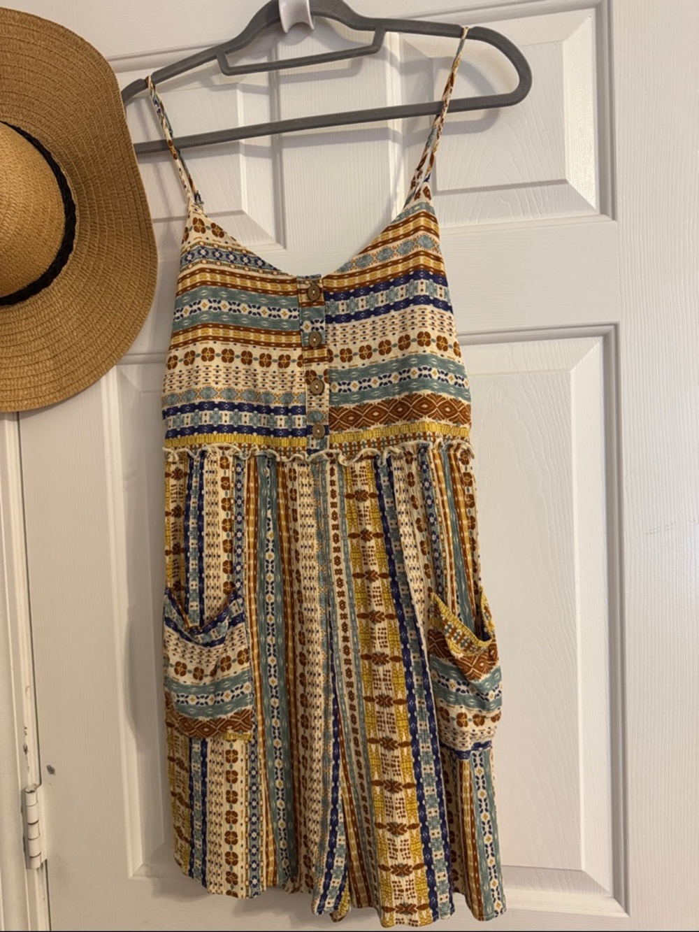 Gilli Multicolor Striped Boho Spaghetti Strap Romper